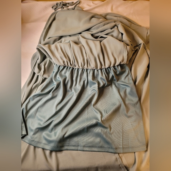 Show Me Your Mumu Sage Green Heather Halter Dress sz S MBM6-10 SS46 - Picture 4 of 10